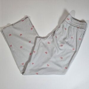 Gap Pants Womens Small Gray Micro Waffle Heart Print Loungewear Pajama‎ Sleep